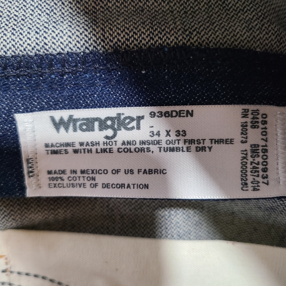 Wrangler's 936 Rigid Blue 34 x 33 Cowboy Cut - Picture 5 of 8